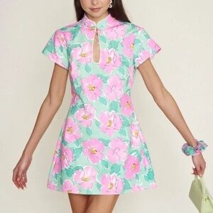 Rixo Lolita Cotton Mini Dress High Neck Size S